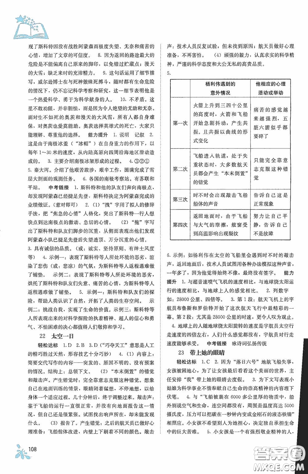 廣西教育出版社2020自主學(xué)習(xí)能力測評單元測試七年級語文下冊人教版答案
