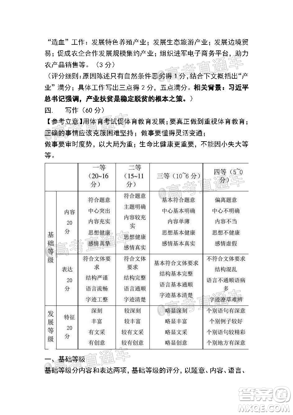長(zhǎng)治市2020屆高三年級(jí)五月份質(zhì)量監(jiān)測(cè)語(yǔ)文試題及答案