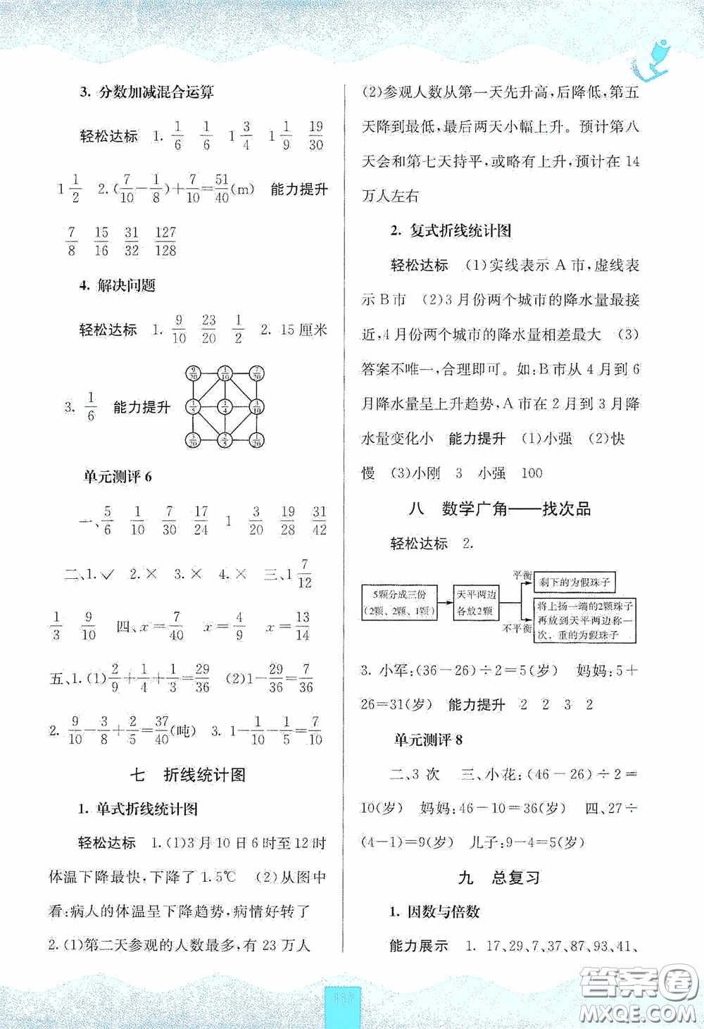 廣西教育出版社2020自主學(xué)習(xí)能力測評(píng)五年級(jí)數(shù)學(xué)下冊(cè)人教版答案