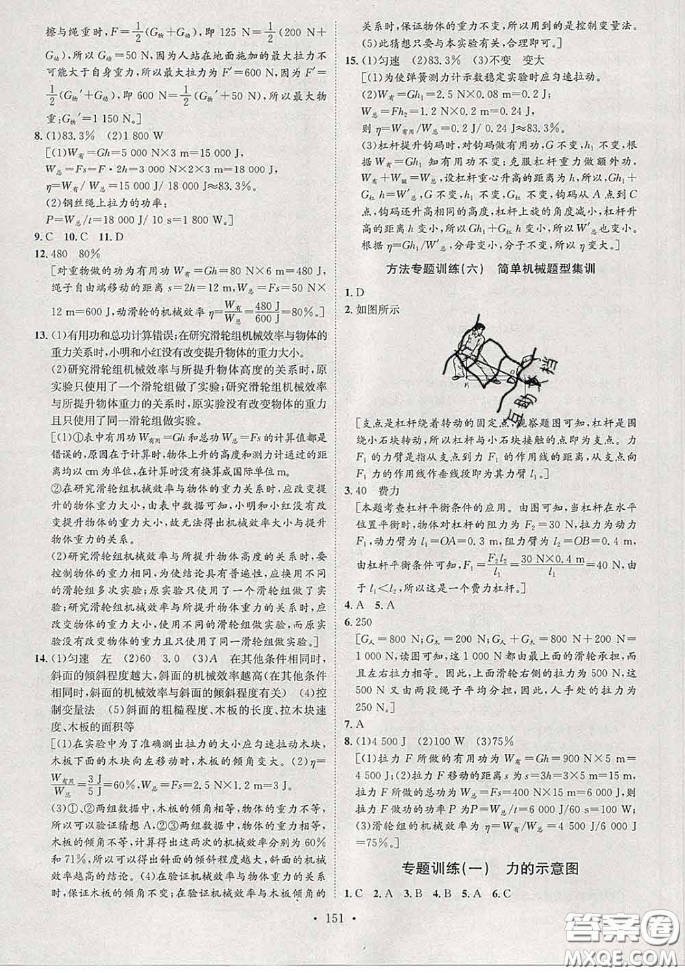 2020春思路教練同步課時作業(yè)八年級物理下冊人教版答案