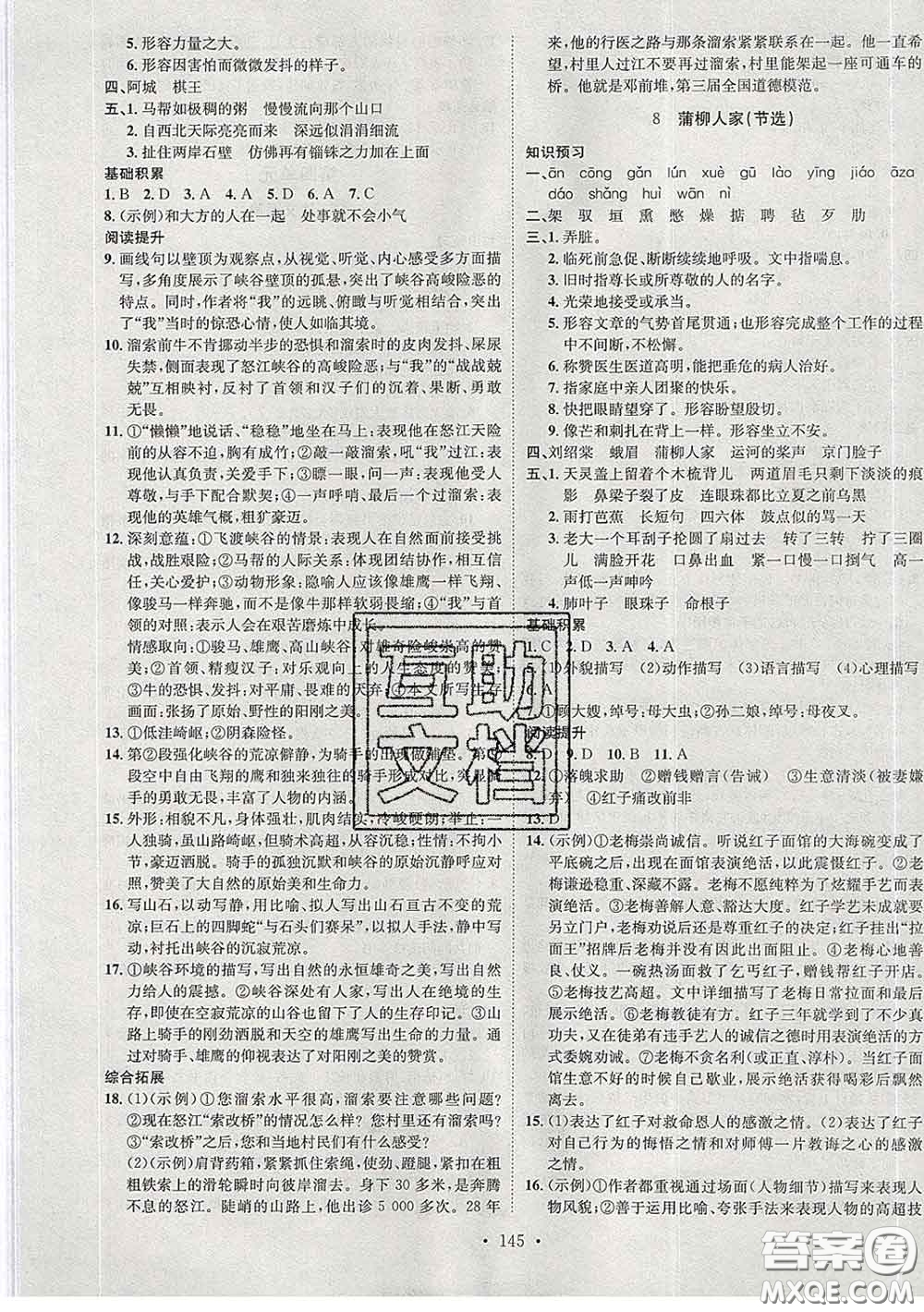 2020春思路教練同步課時(shí)作業(yè)九年級語文下冊人教版答案