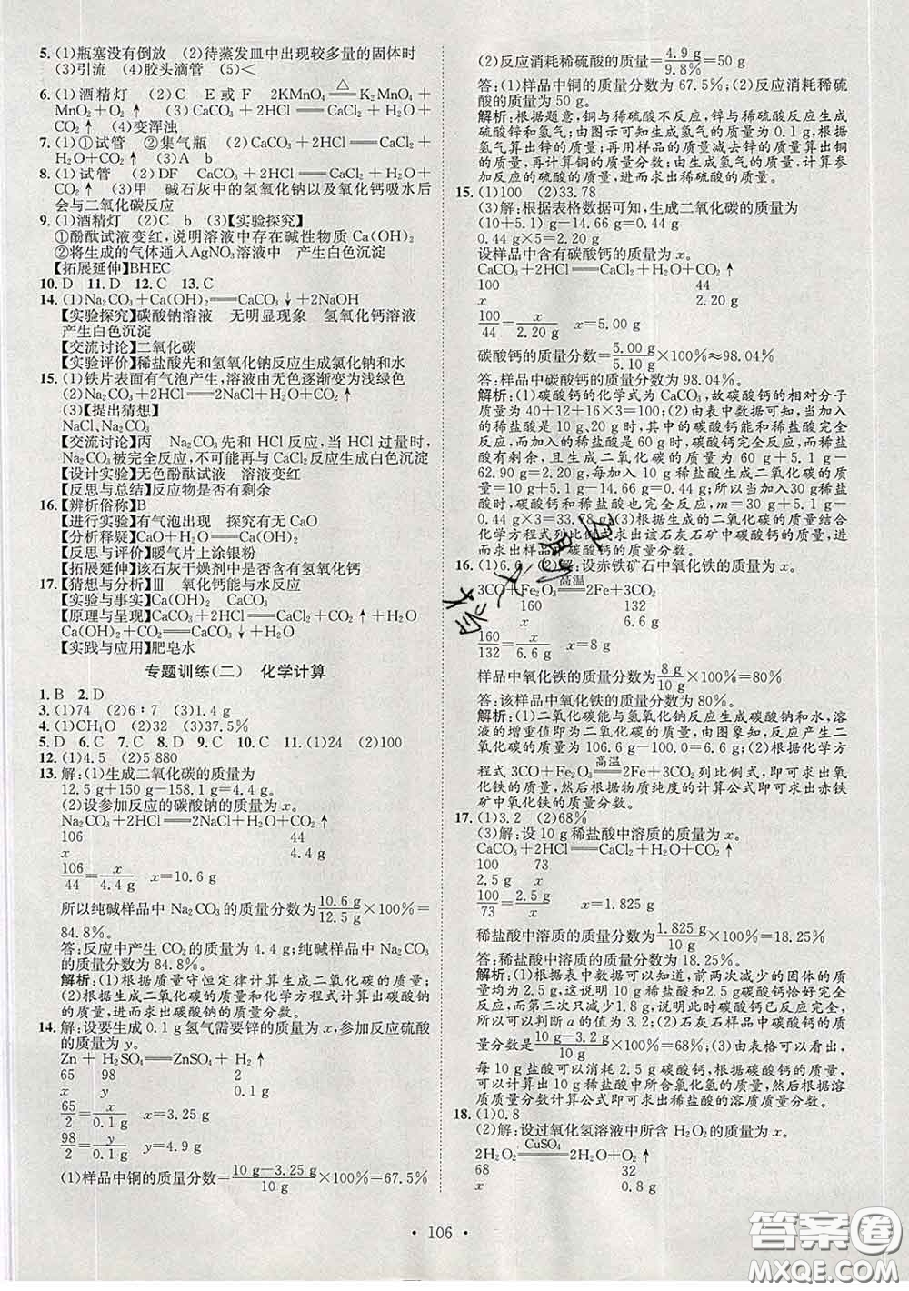 2020春思路教練同步課時(shí)作業(yè)九年級(jí)化學(xué)下冊(cè)人教版答案