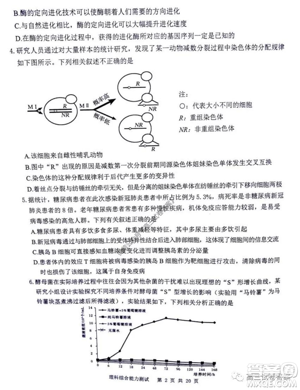 雅禮中學2020屆高三5月質量檢測理科綜合試題及答案