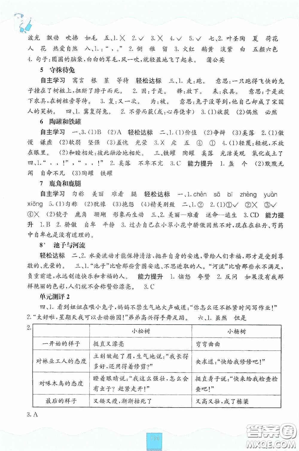 廣西教育出版社2020自主學(xué)習(xí)能力測評三年級語文下冊人教版答案