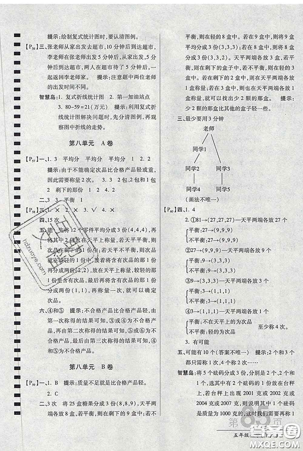 2020春新版最新AB卷小學五年級數(shù)學下冊人教版參考答案