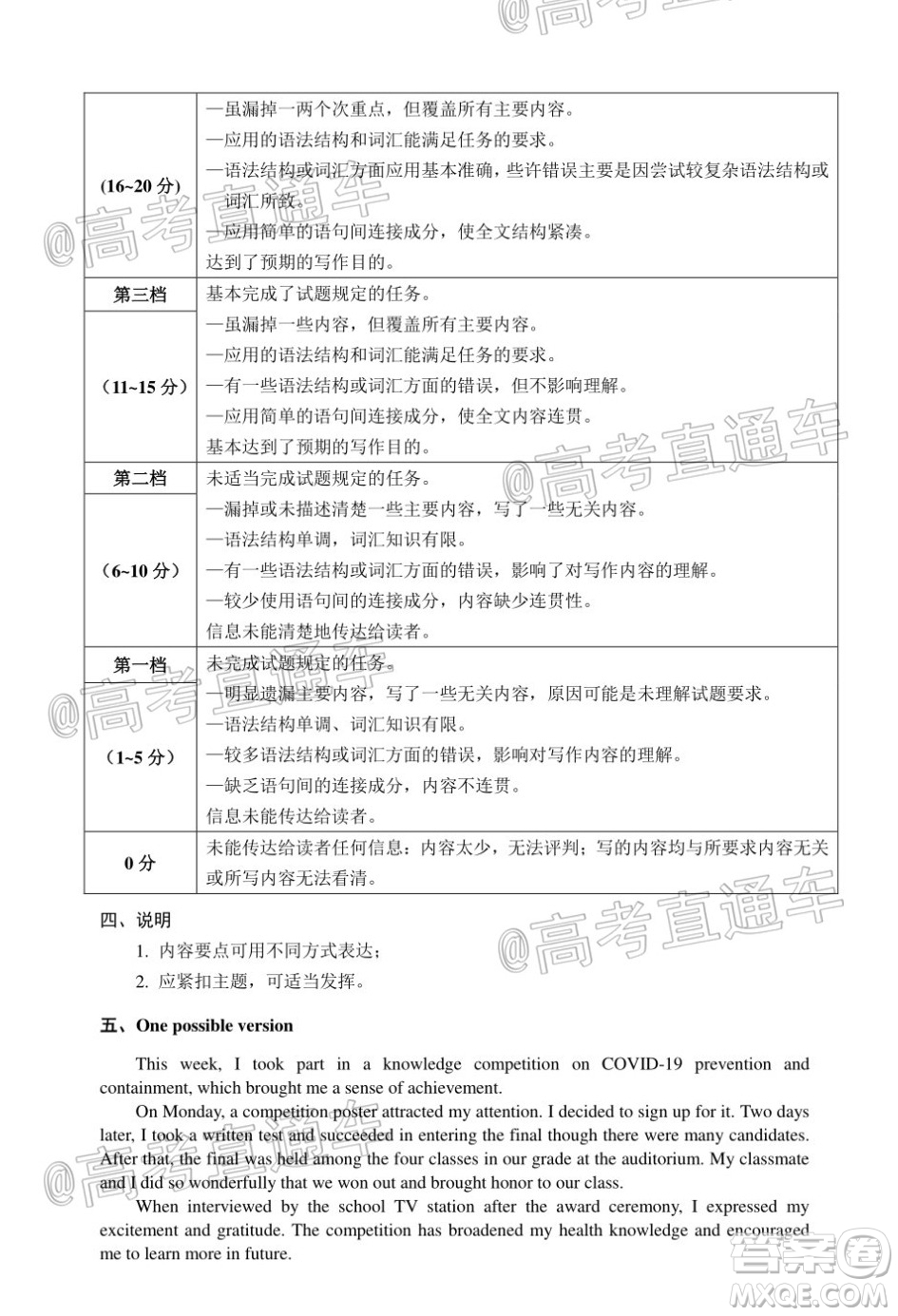 廈門市2020屆高中畢業(yè)班五月質(zhì)量檢查英語(yǔ)試題及答案