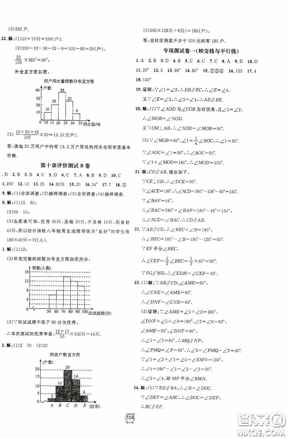 鐘書金牌2020過關(guān)沖刺100分七年級(jí)數(shù)學(xué)下冊(cè)人教版答案