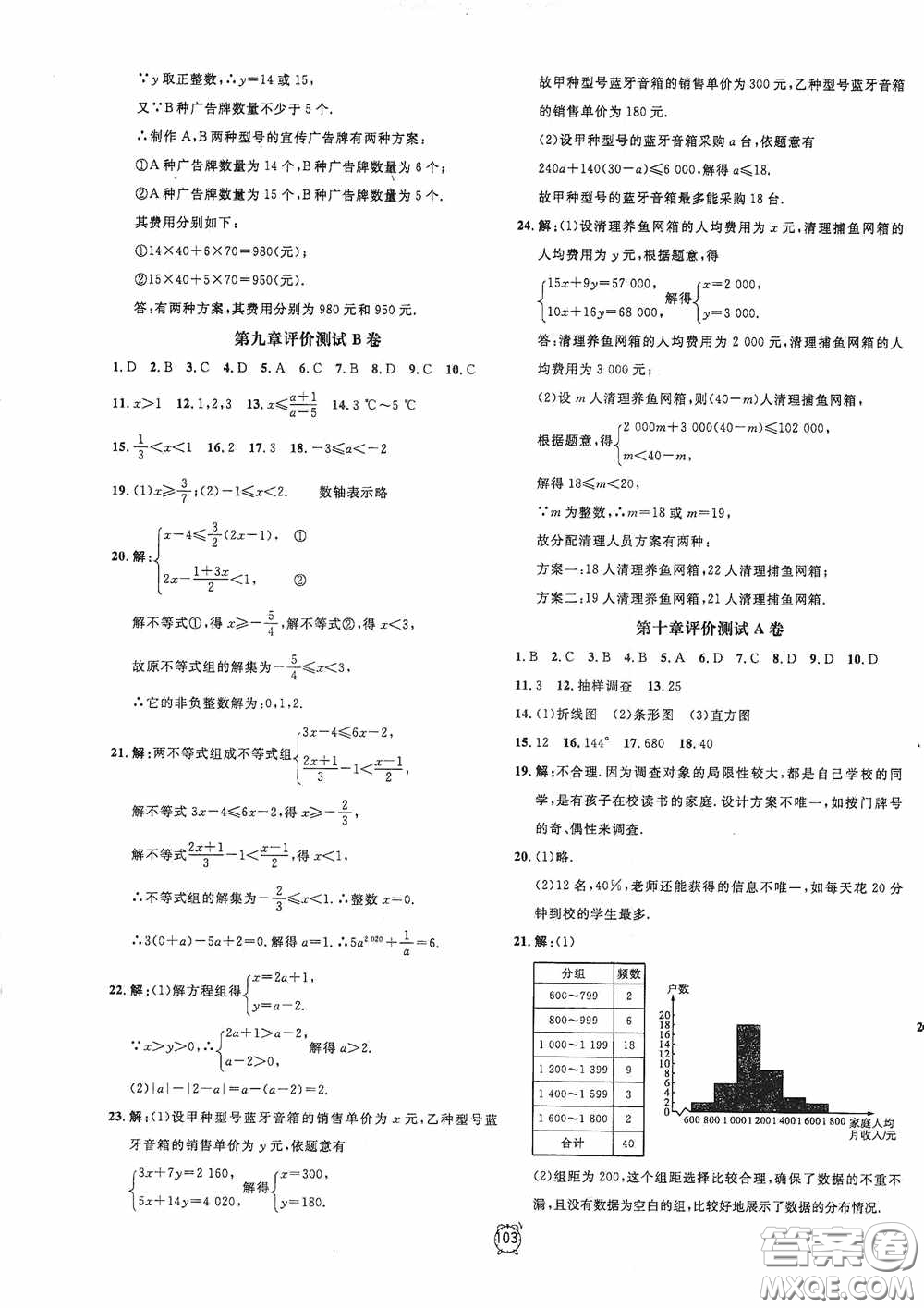 鐘書金牌2020過關(guān)沖刺100分七年級(jí)數(shù)學(xué)下冊(cè)人教版答案