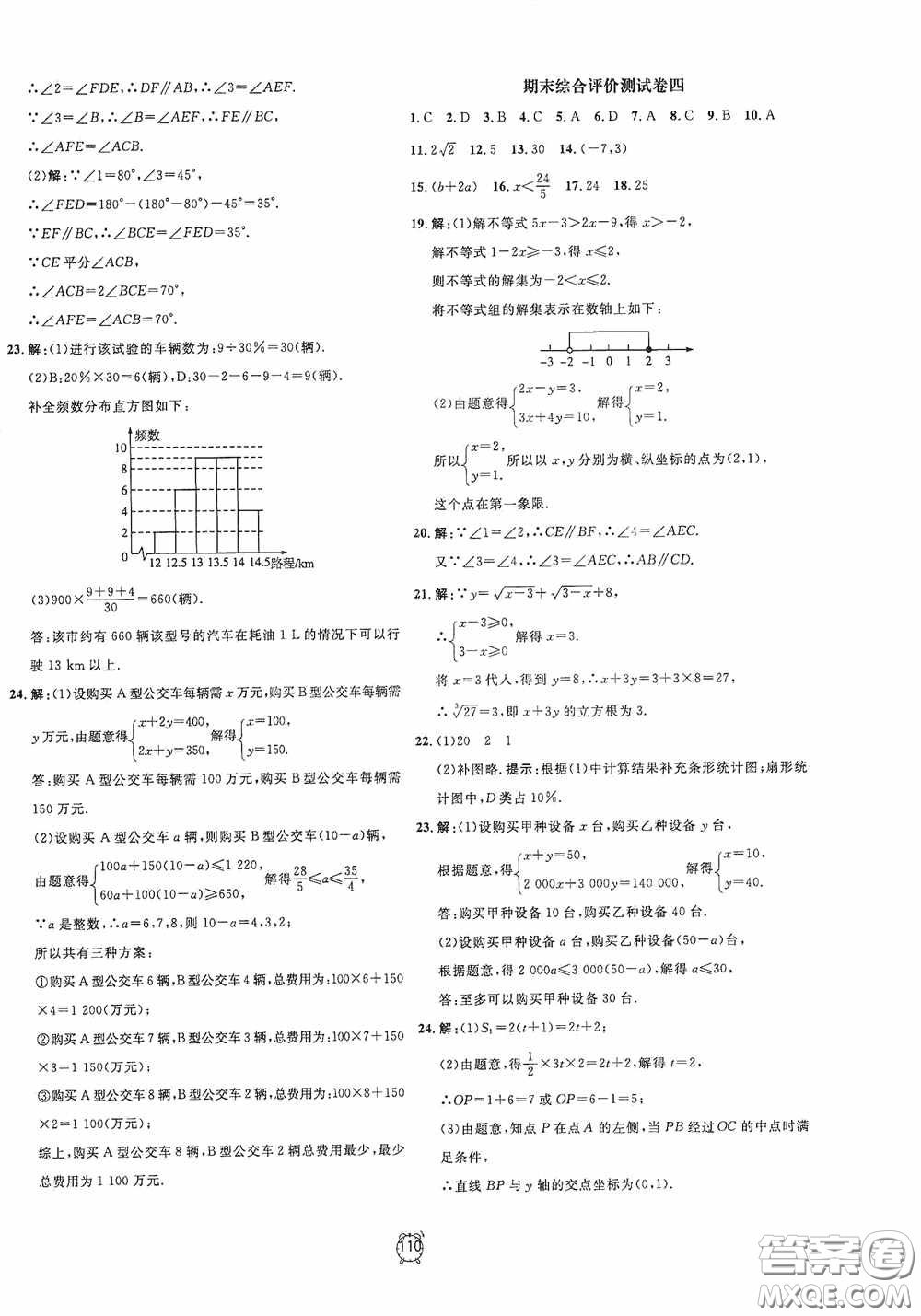 鐘書金牌2020過關(guān)沖刺100分七年級(jí)數(shù)學(xué)下冊(cè)人教版答案