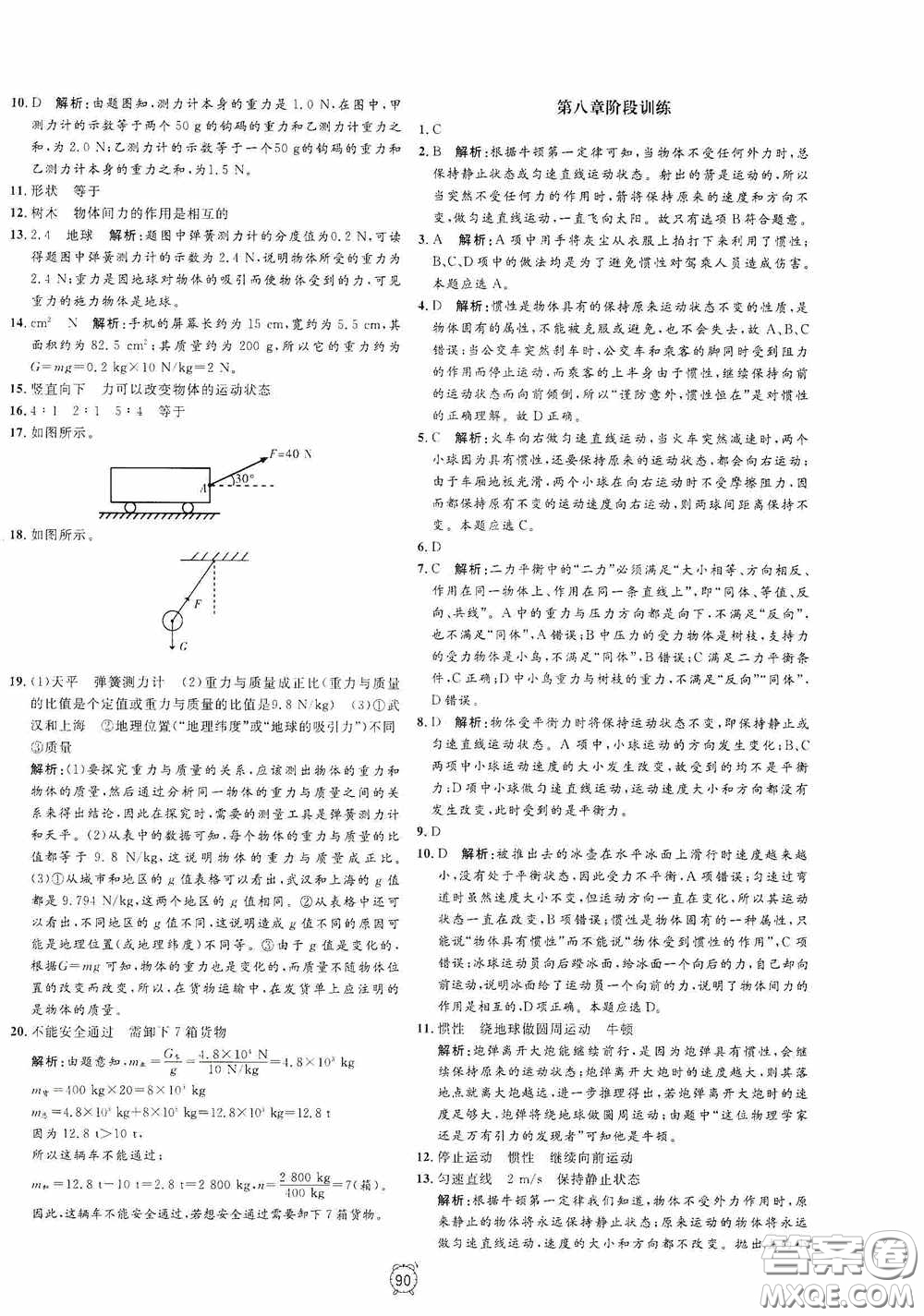 鐘書金牌2020過關(guān)沖刺100分八年級(jí)物理下冊(cè)人教版答案