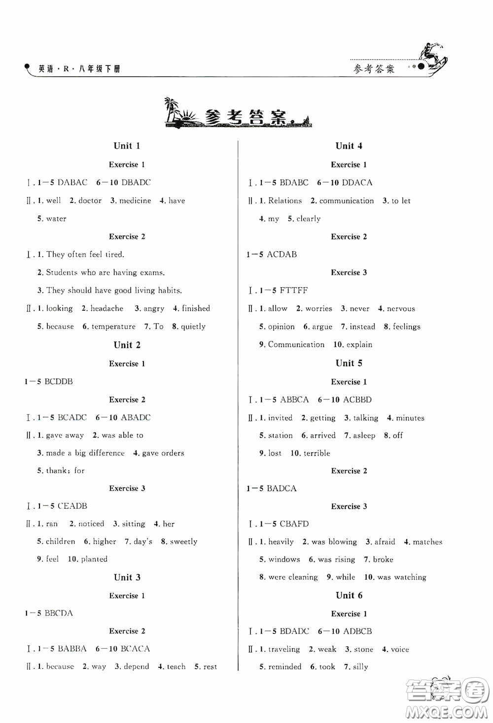鐘書金牌2020過關(guān)沖刺100分課時(shí)作業(yè)八年級(jí)英語(yǔ)下冊(cè)人教版答案