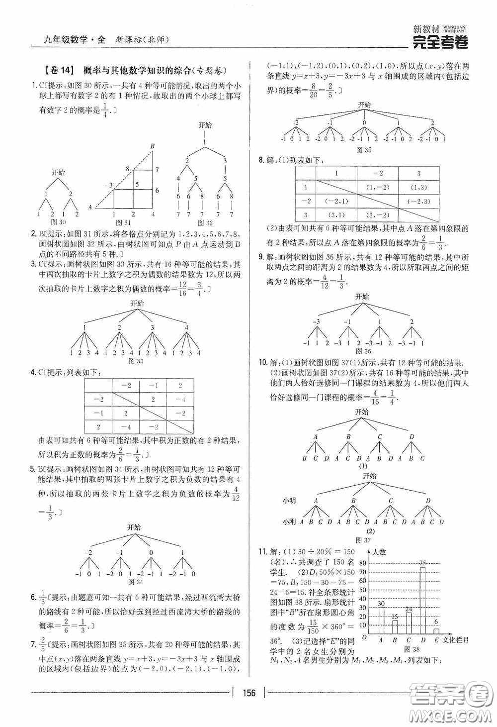 2020新教材完全考卷九年級(jí)數(shù)學(xué)全一冊(cè)新課標(biāo)北師大版答案
