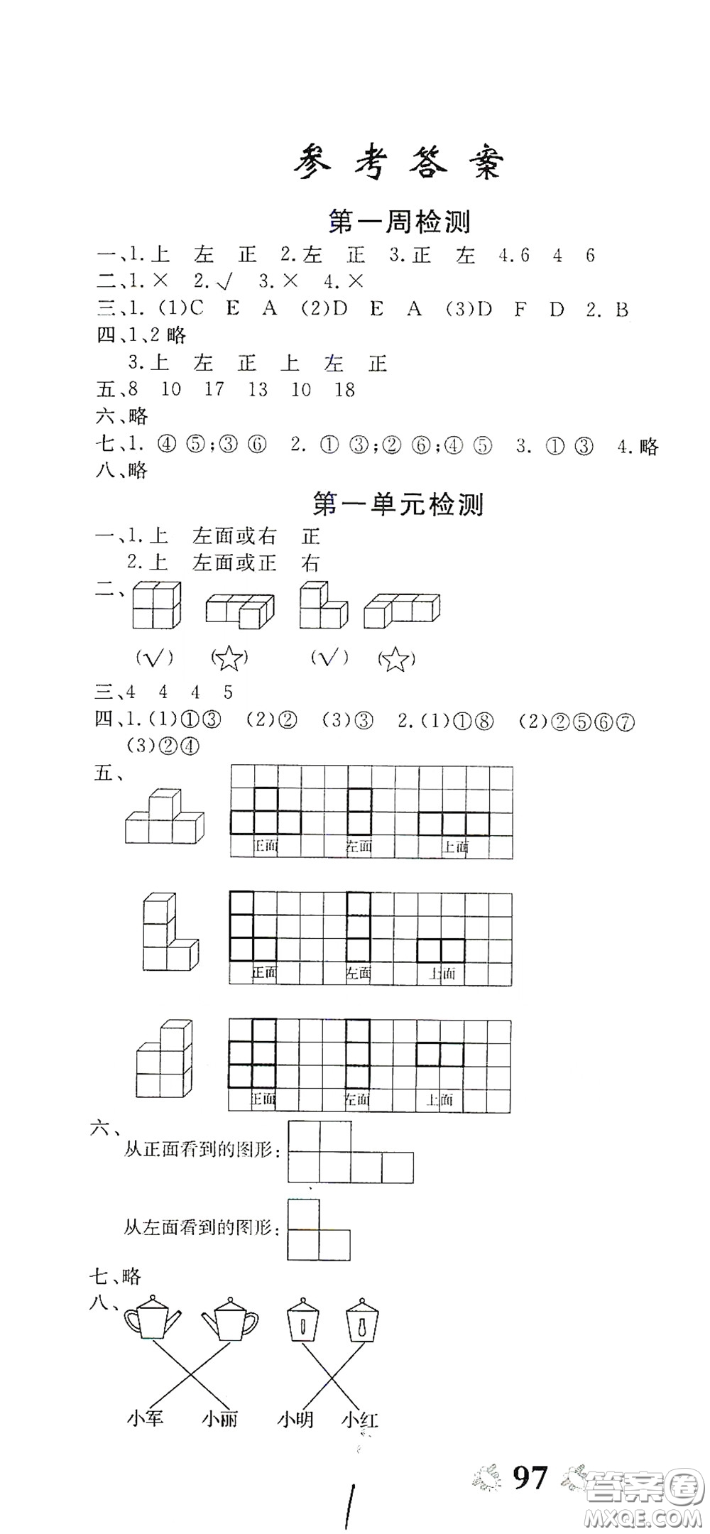 2020全能練考卷五年級數(shù)學下冊人教版答案