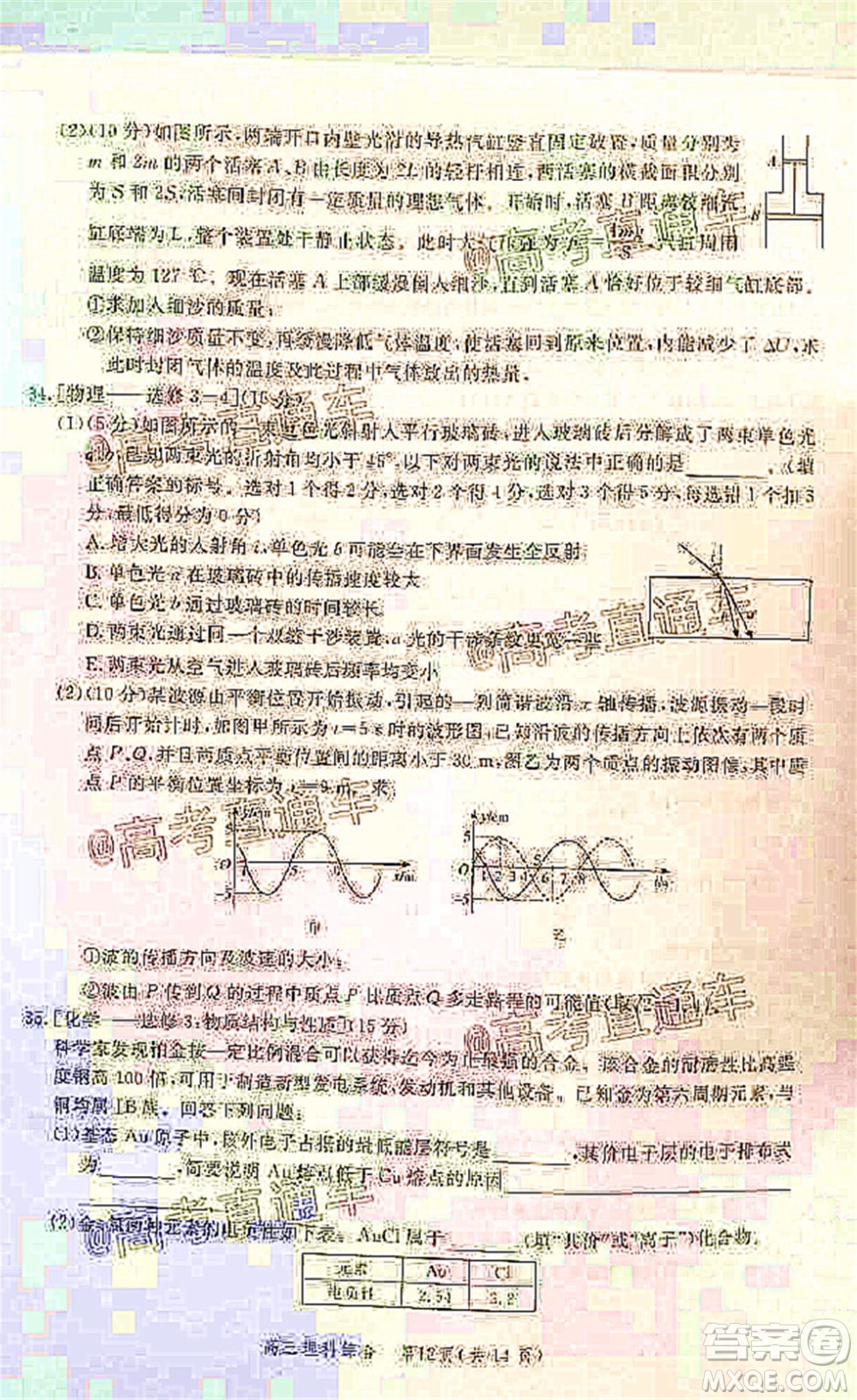 邯鄲市2020屆高三年級(jí)第二次模擬考試?yán)砜凭C合試題及答案