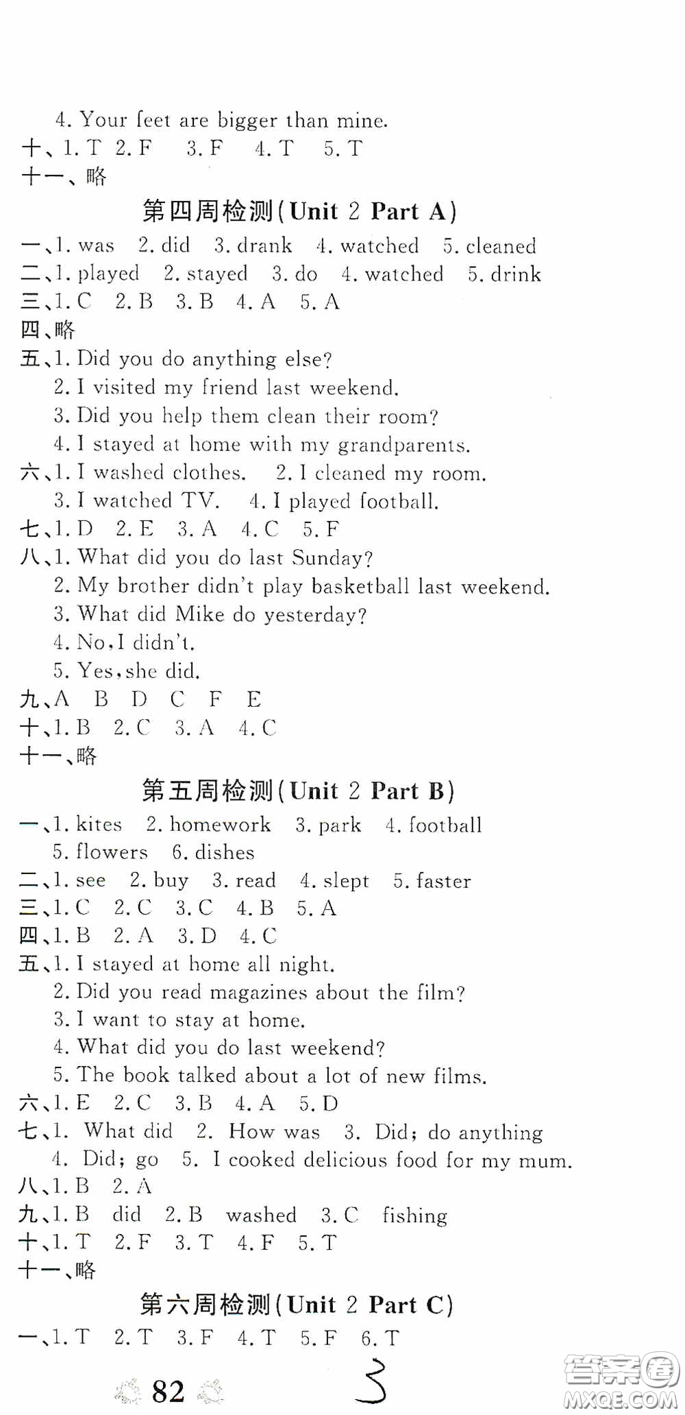 2020年全能練考卷六年級(jí)英語(yǔ)下冊(cè)人教版答案