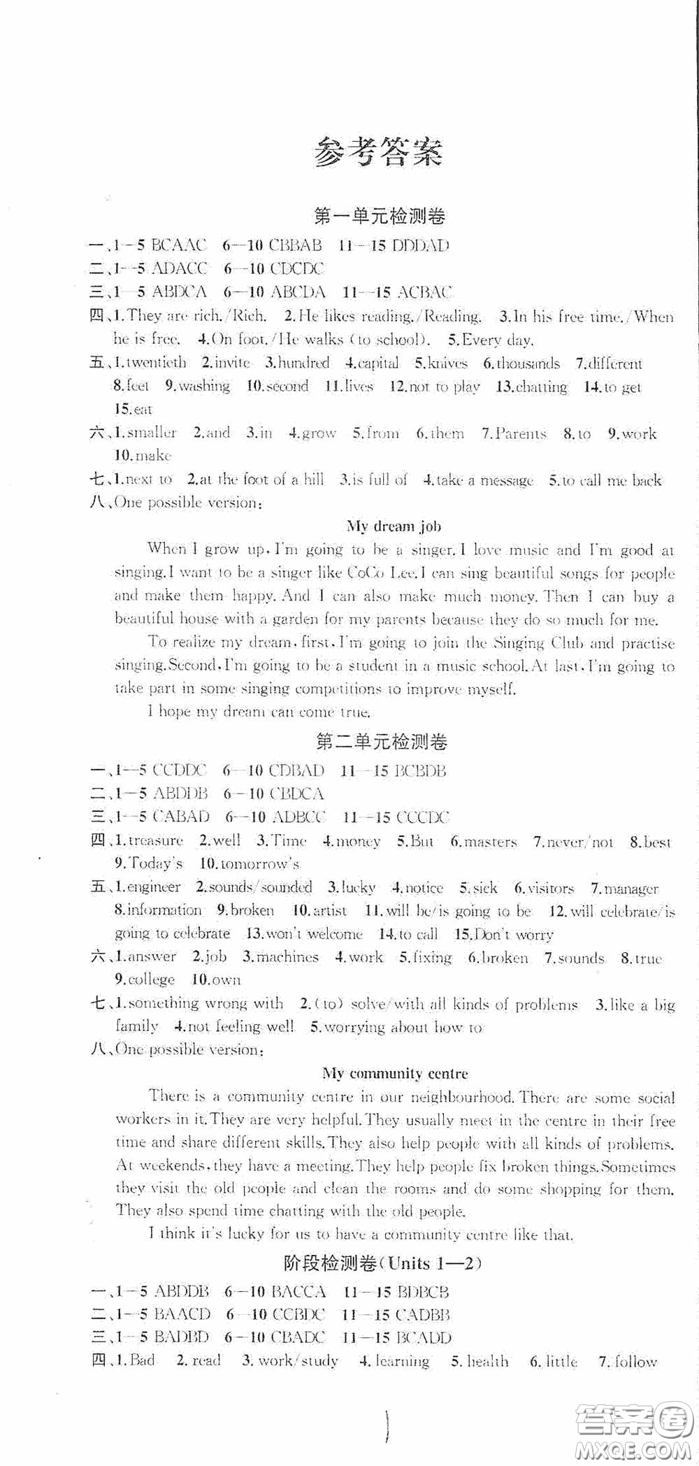 蘇州大學(xué)出版社2020版沖刺名校大試卷七年級(jí)英語下冊(cè)國(guó)標(biāo)江蘇版答案
