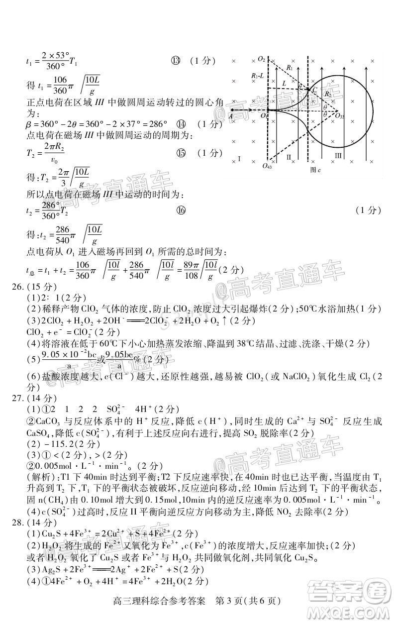 2020年運城二模理科綜合試題及答案