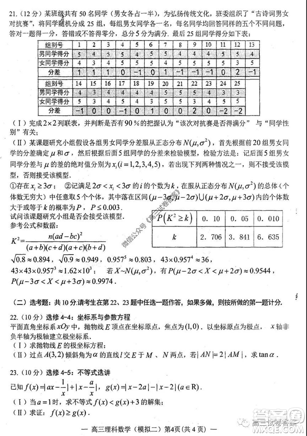 2020年南昌二模理科數(shù)學試題及答案