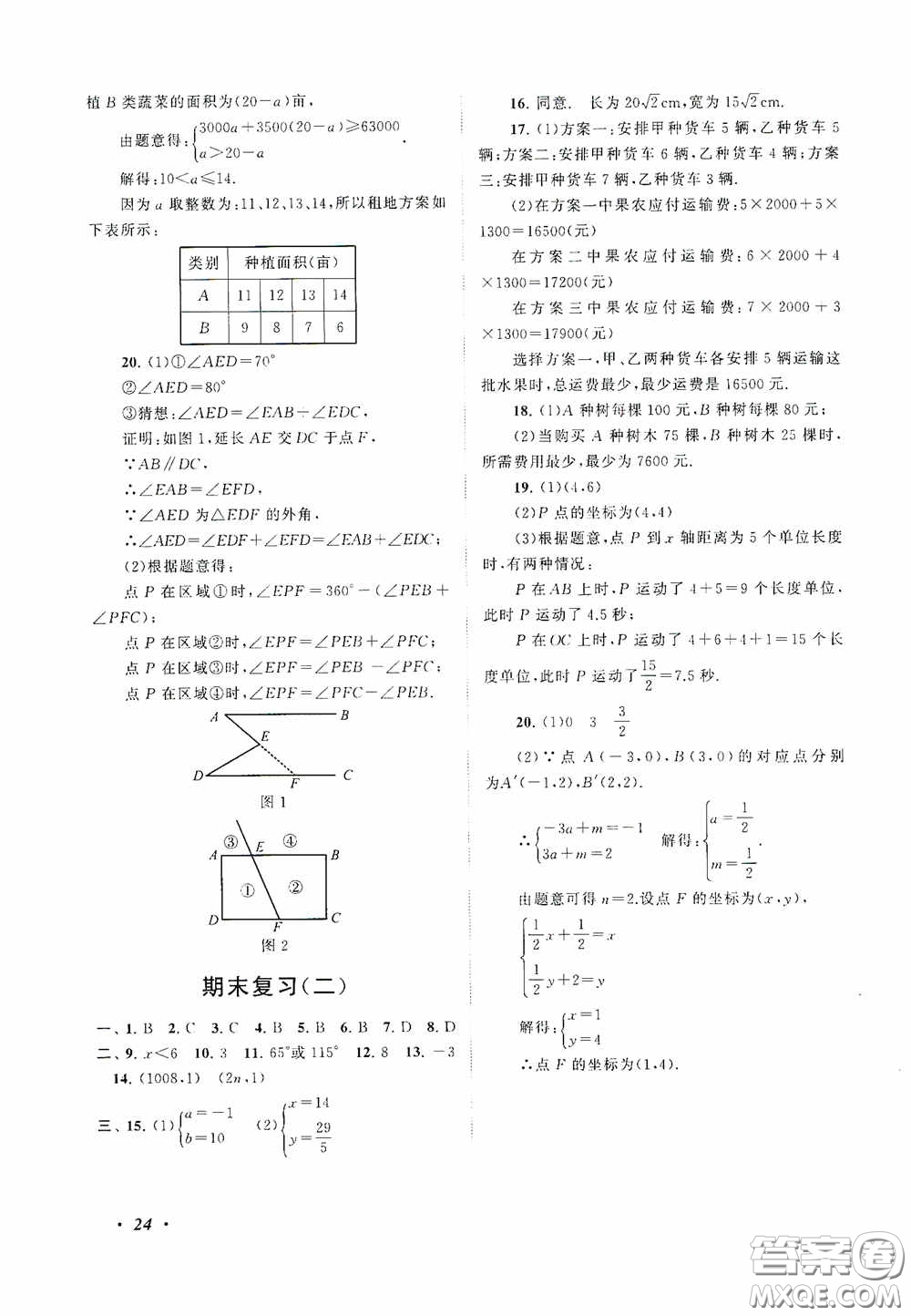2020拓展與培優(yōu)七年級(jí)數(shù)學(xué)下冊人民教育教材適用答案