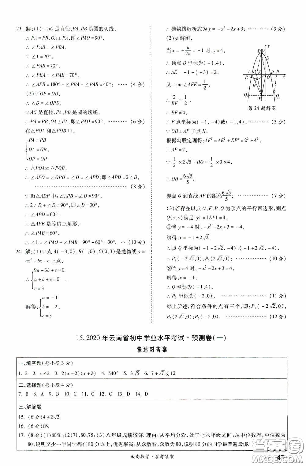 四川教育出版社2020一戰(zhàn)成名中考真題與拓展訓(xùn)練數(shù)學(xué)云南版答案