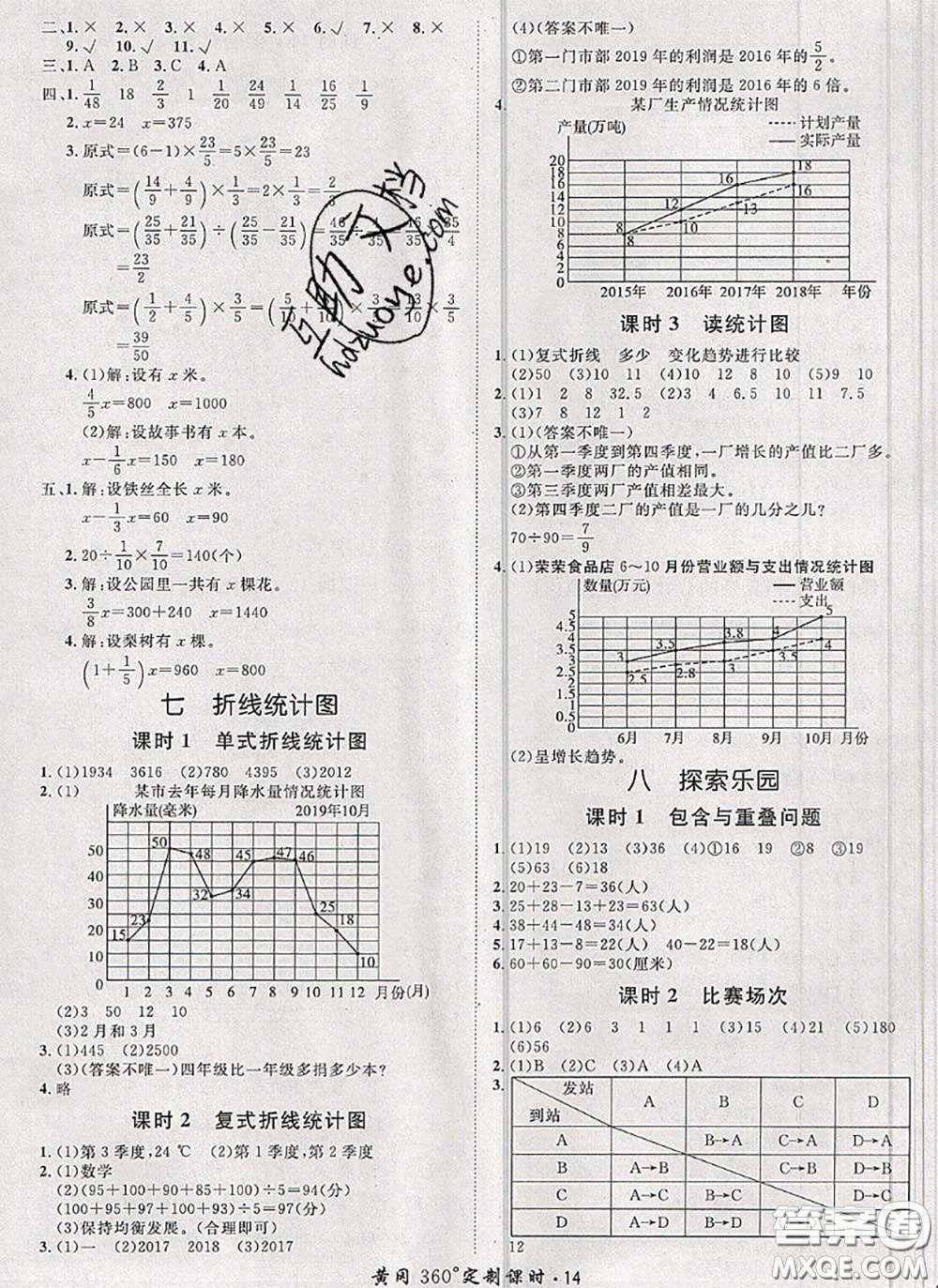 2020新版黃岡360度定制課時(shí)五年級數(shù)學(xué)下冊冀教版答案