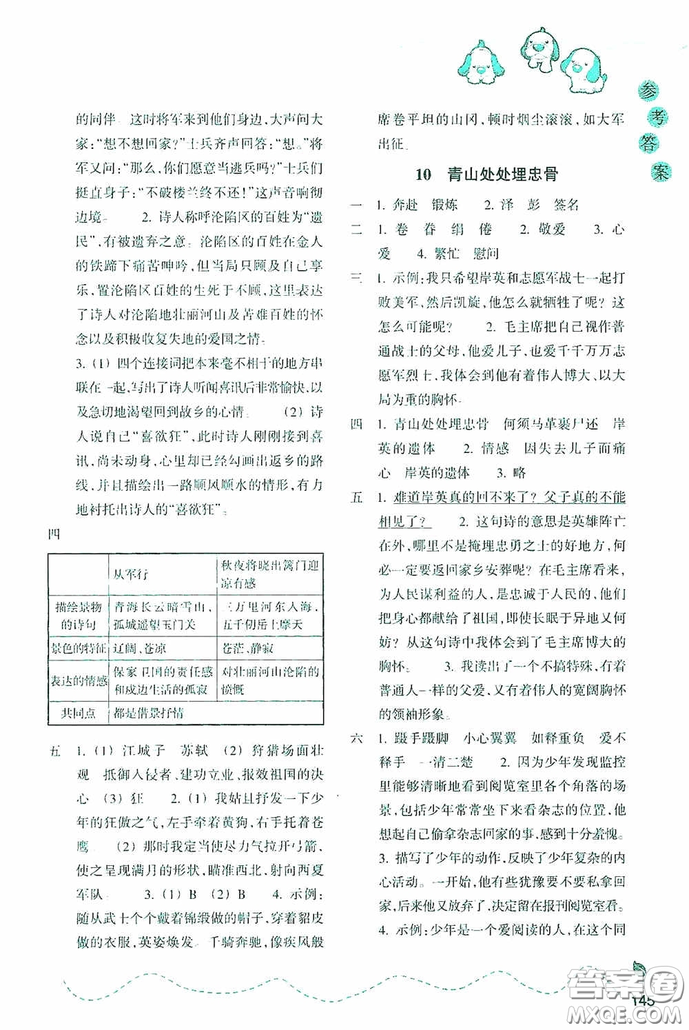 浙江教育出版社2020小學(xué)語文課時特訓(xùn)五年級下冊人教版答案