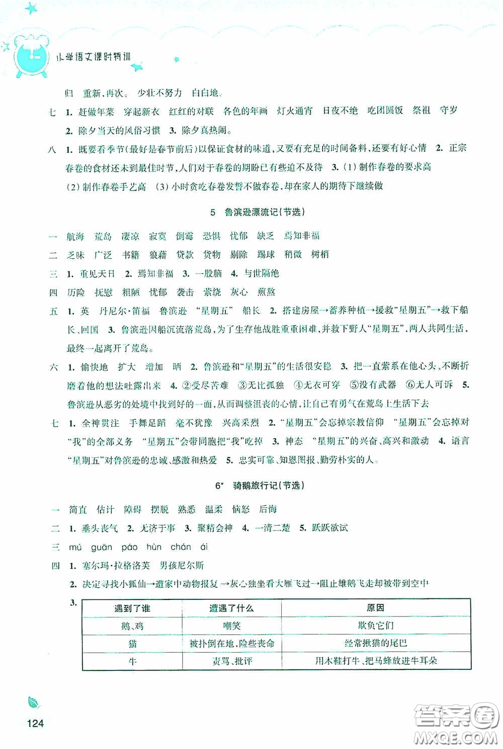 浙江教育出版社2020小學(xué)語文課時特訓(xùn)六年級下冊人教版答案