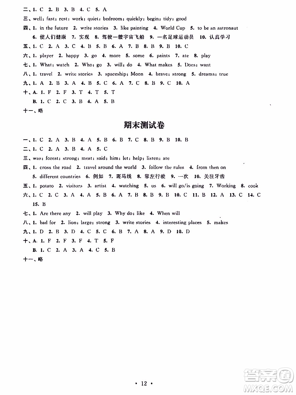 江蘇人民出版社2020年創(chuàng)新課堂學(xué)與練英語六年級(jí)下冊(cè)參考答案