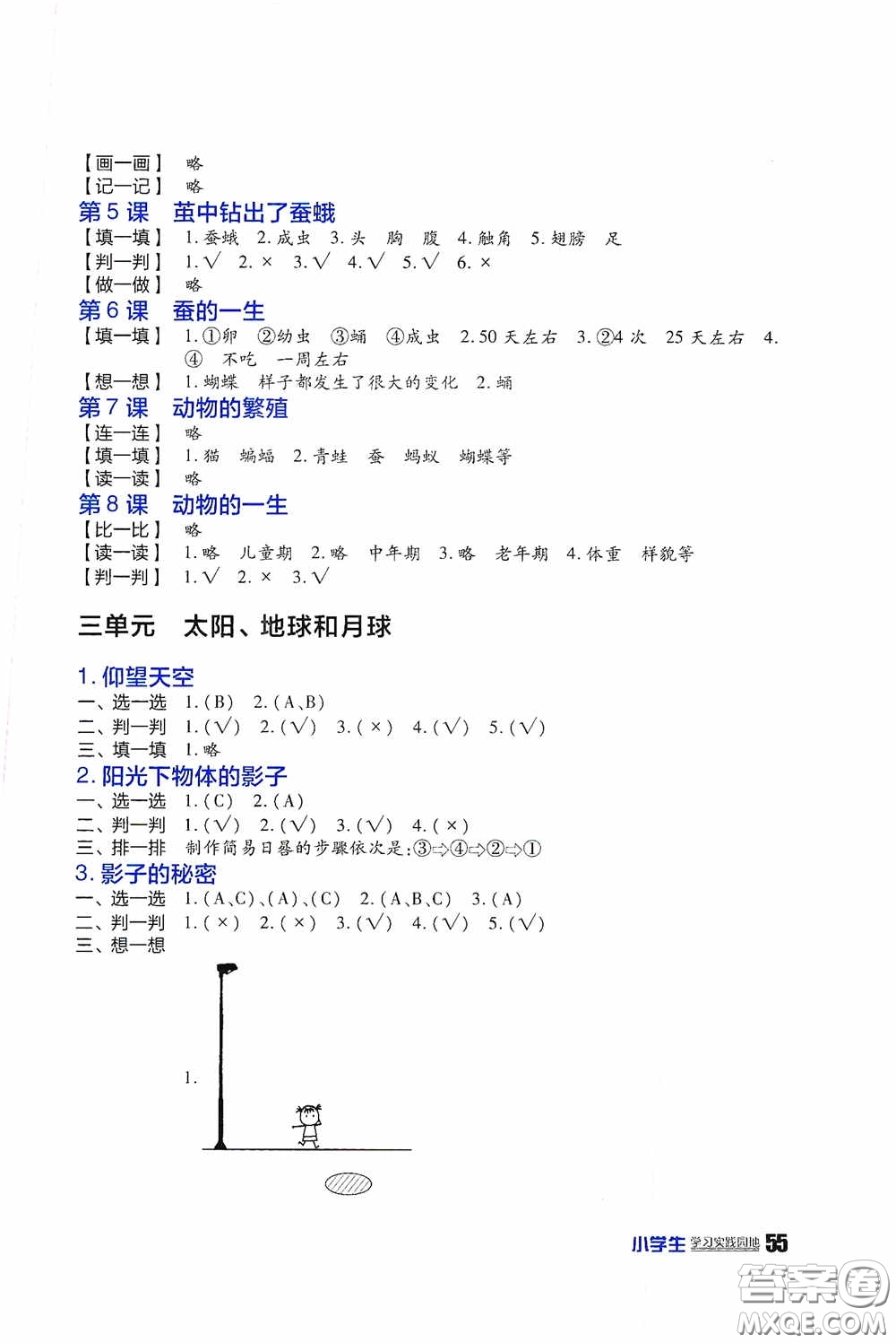 四川民族出版社2020新課標小學生學習實踐園地三年級科學下冊答案