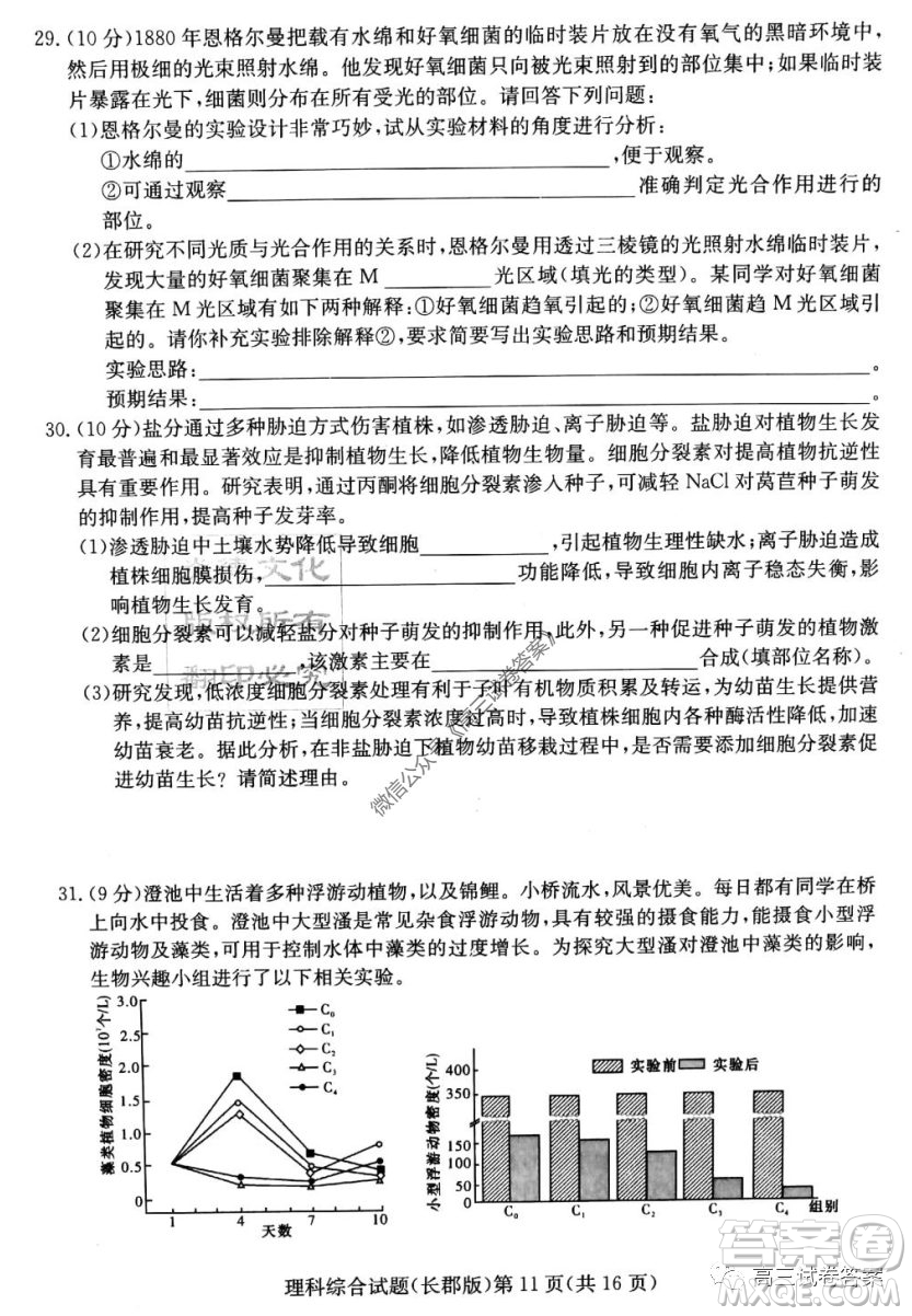 炎德英才大聯(lián)考長郡中學(xué)2020屆高考模擬卷一理科綜合試題及答案