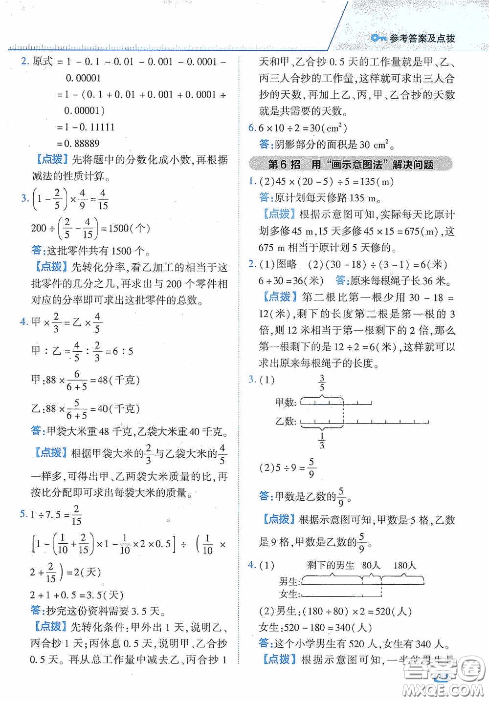 陜西人民教育出版社2020典中點極速提分法六年級數(shù)學(xué)下冊JJ版答案