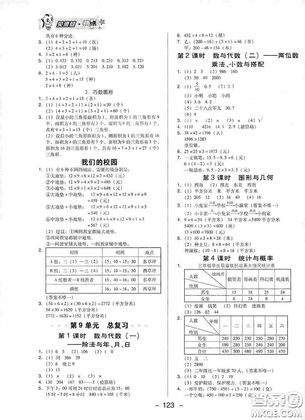 陜西人民教育出版社2020典中點(diǎn)名師劃重點(diǎn)三年級(jí)數(shù)學(xué)下冊(cè)人教版答案