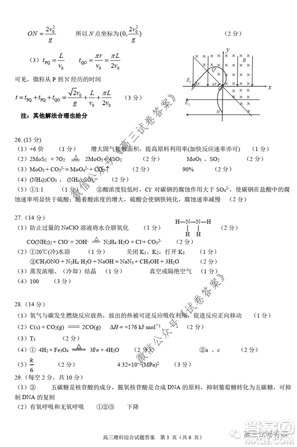 合肥市2020高三第三次教學(xué)質(zhì)量檢測理科綜合試題及答案