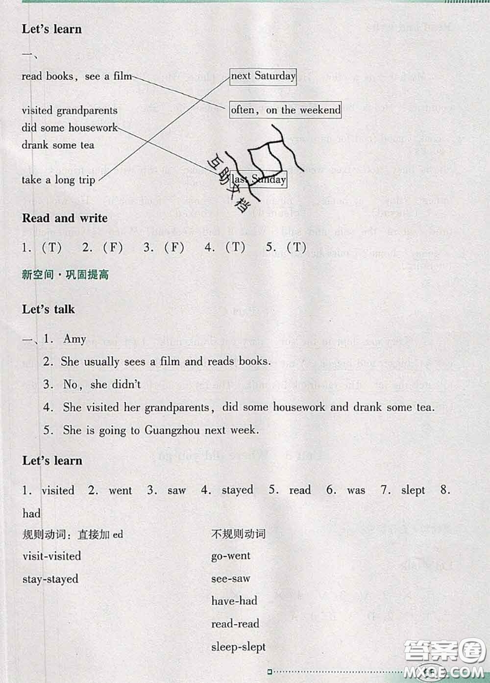 2020新版南方新課堂金牌學(xué)案六年級(jí)英語下冊(cè)人教版答案