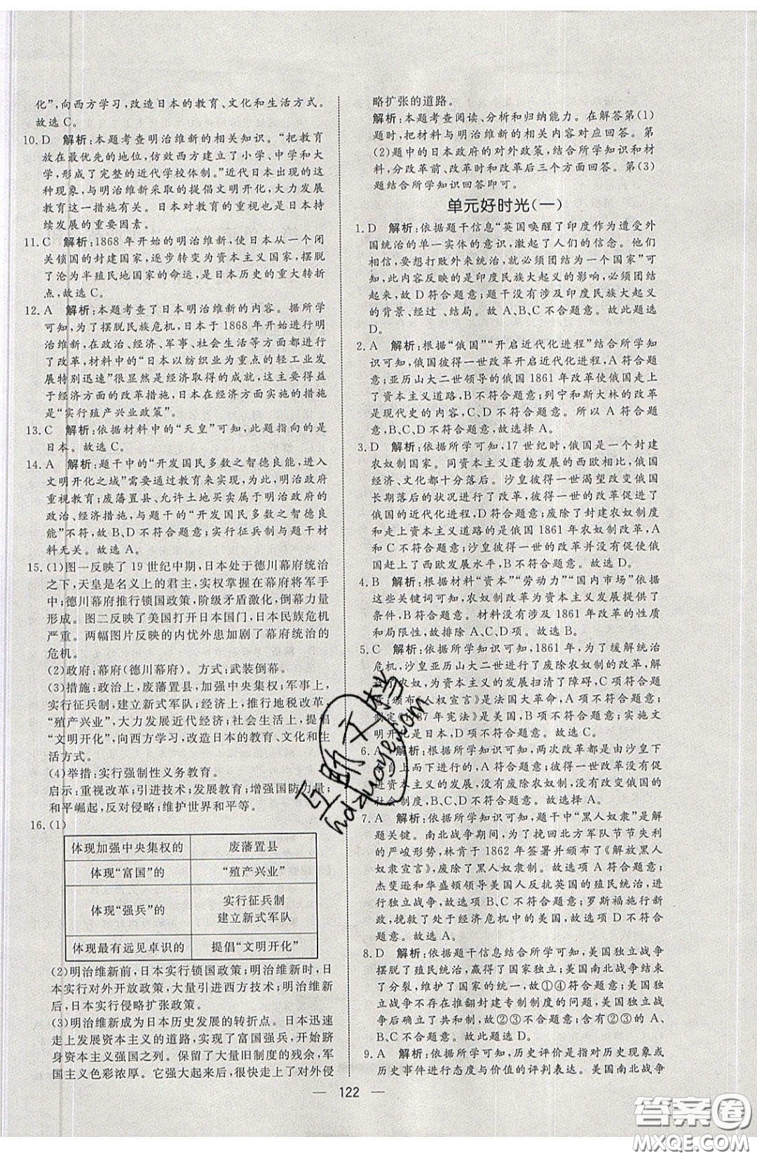 2020年亮點激活中學(xué)教材多元演練九年級歷史下冊人教版答案