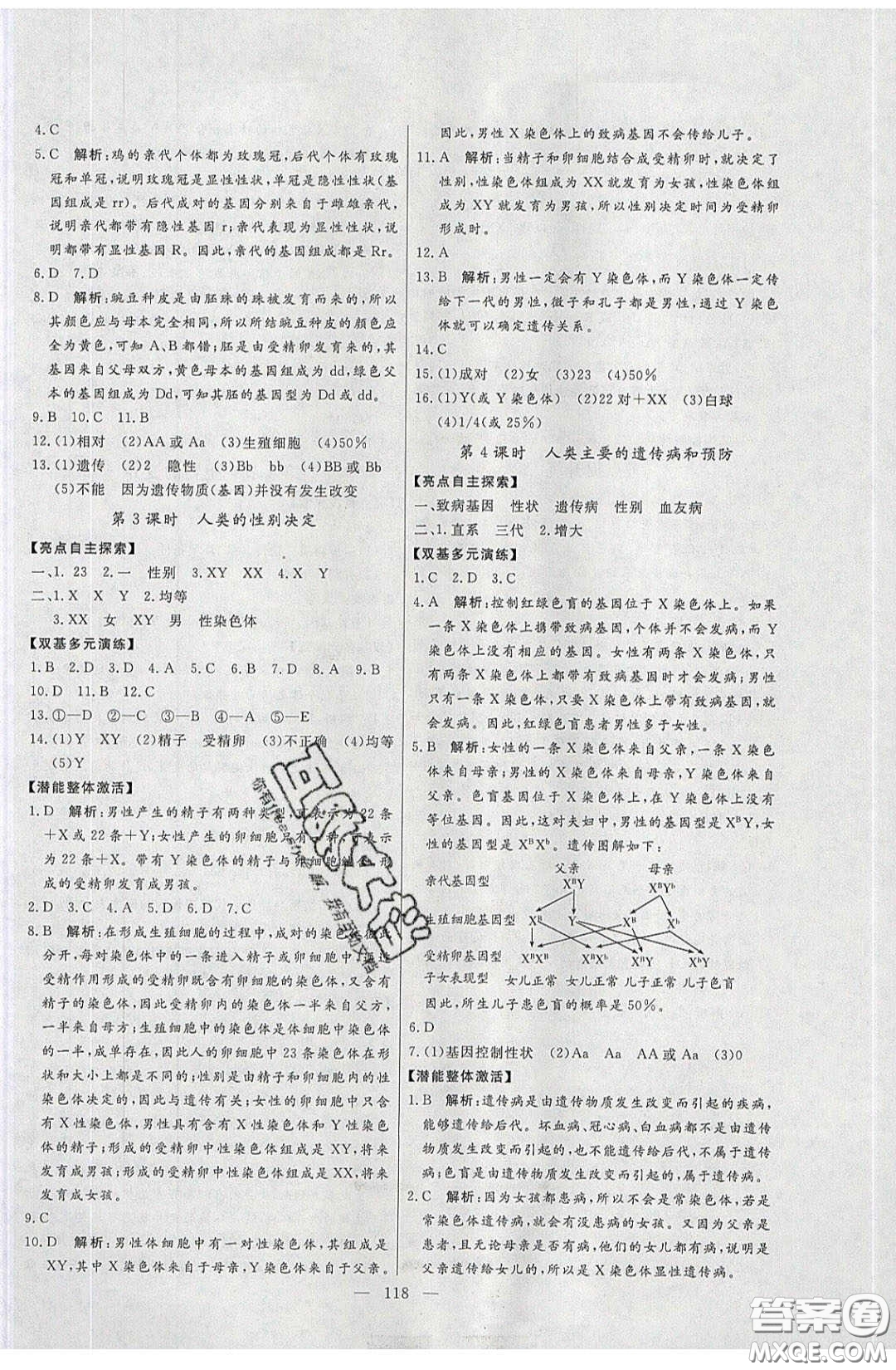 2020年亮點激活中學教材多元演練八年級生物下冊蘇科版答案