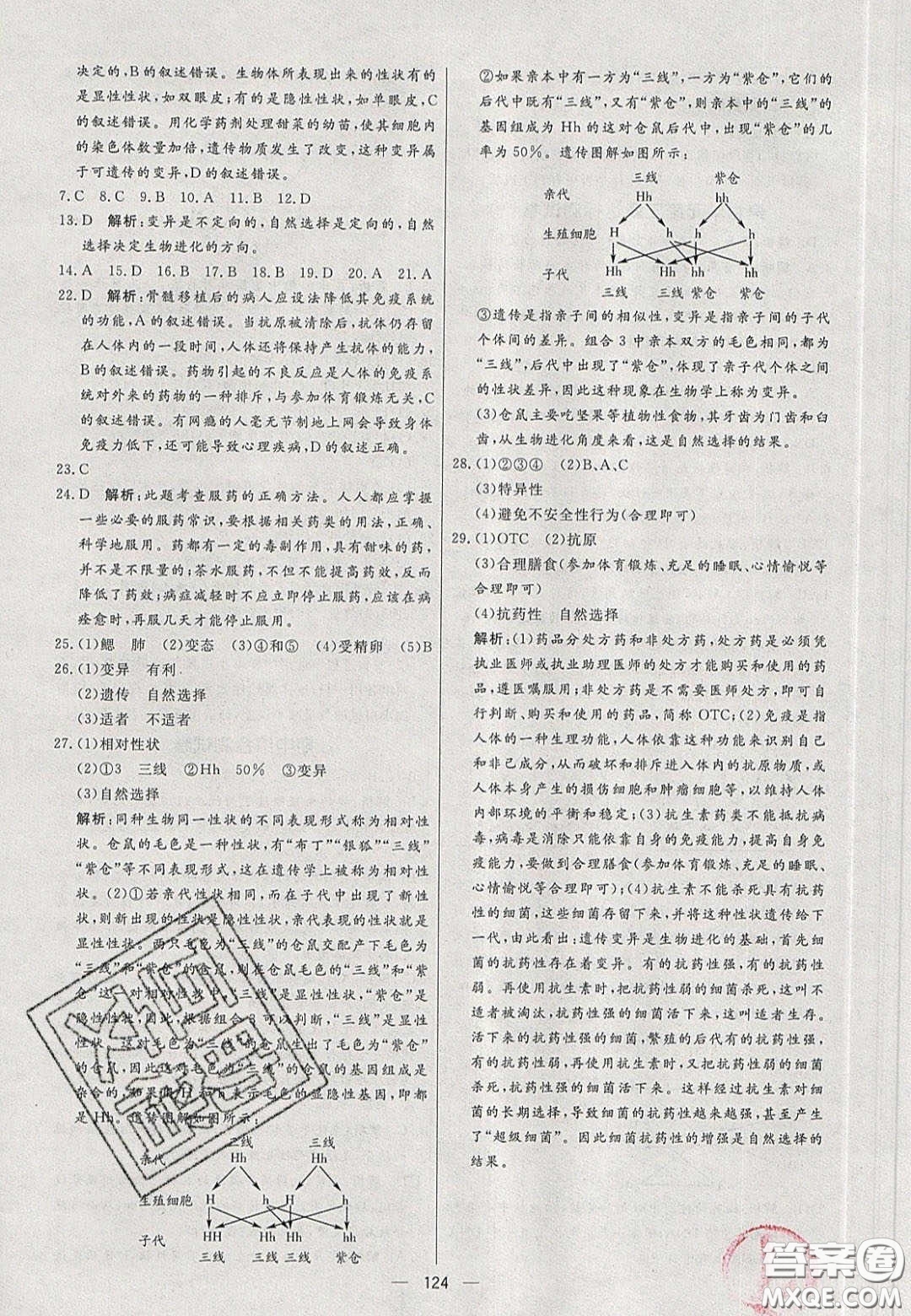 2020年亮點激活中學(xué)教材多元演練八年級生物下冊人教版答案