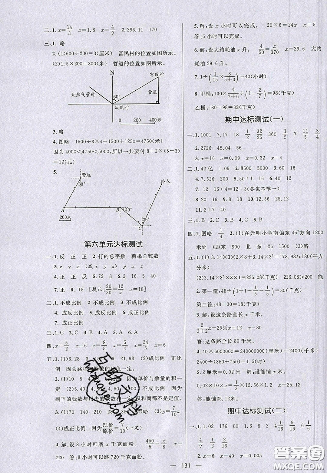 2020亮點(diǎn)激活小學(xué)教材多元演練六年級數(shù)學(xué)下冊蘇教版答案
