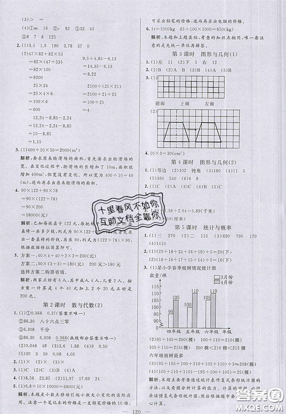 2020亮點激活小學教材多元演練四年級數(shù)學下冊人教版答案