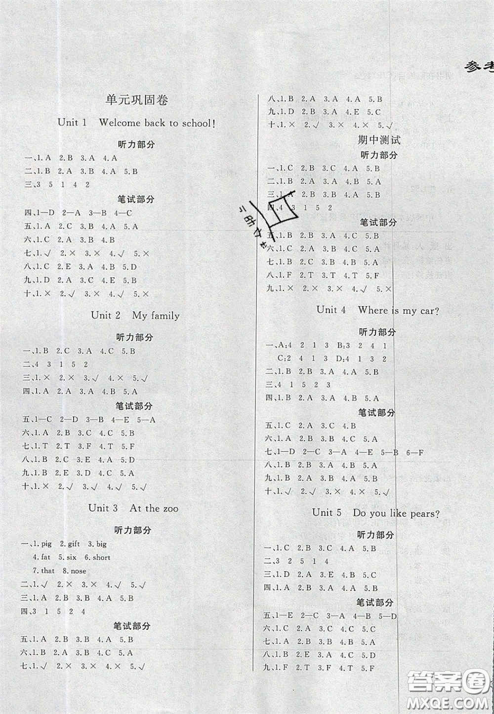 2020亮點(diǎn)激活精編提優(yōu)100分大試卷三年級(jí)英語下冊(cè)人教版答案
