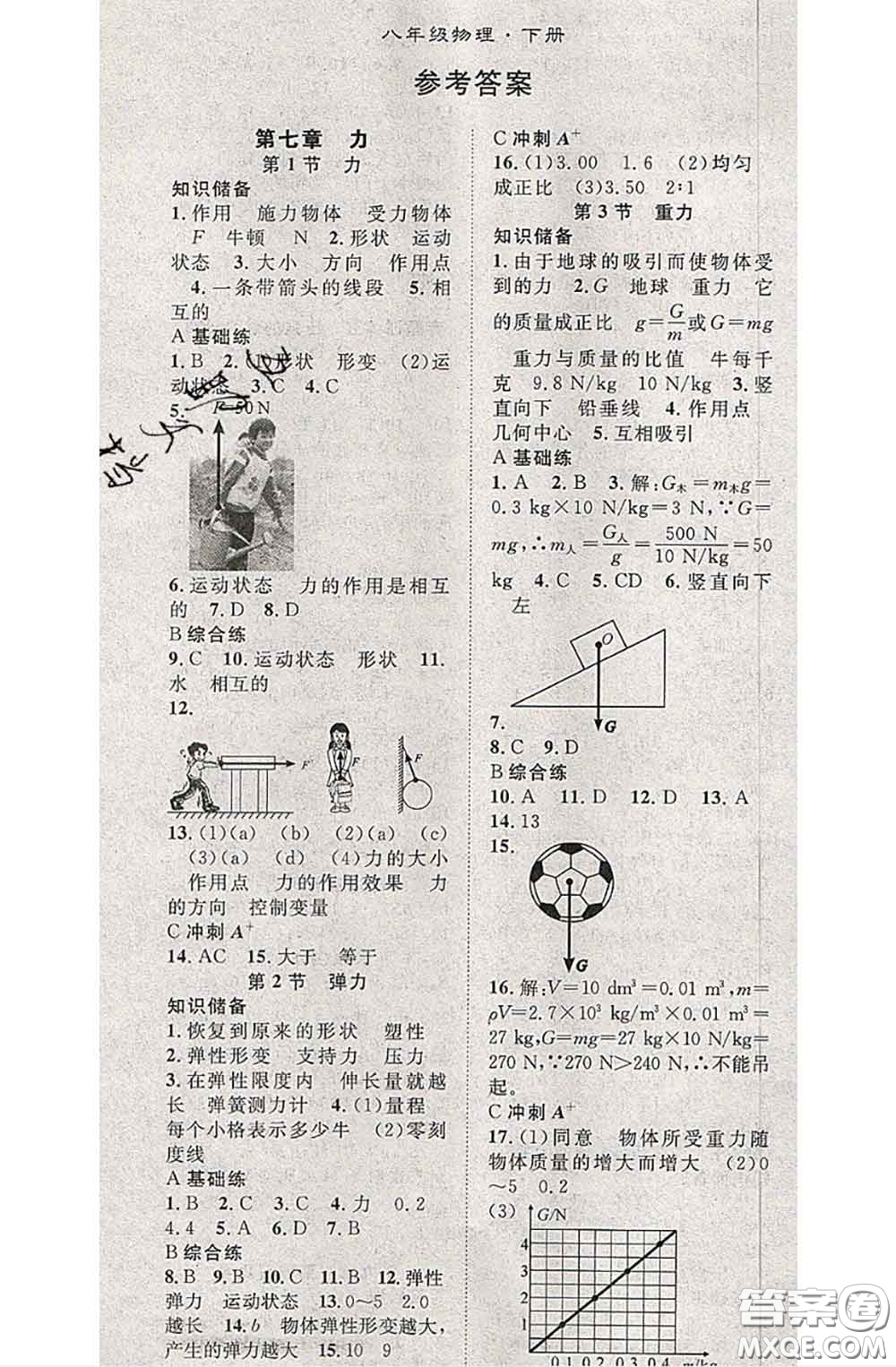 2020春優(yōu)質(zhì)課堂導(dǎo)學(xué)案八年級(jí)物理下冊(cè)人教版答案