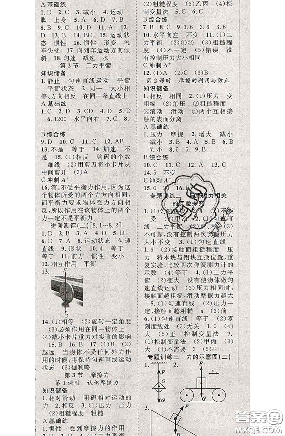 2020春優(yōu)質(zhì)課堂導(dǎo)學(xué)案八年級(jí)物理下冊(cè)人教版答案