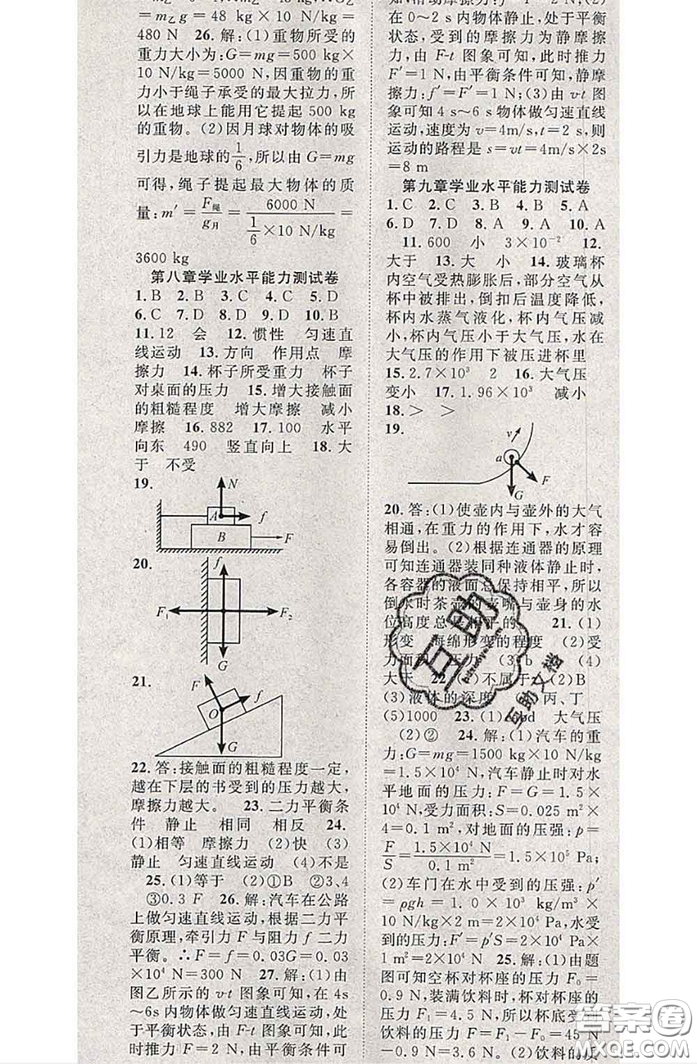 2020春優(yōu)質(zhì)課堂導(dǎo)學(xué)案八年級(jí)物理下冊(cè)人教版答案