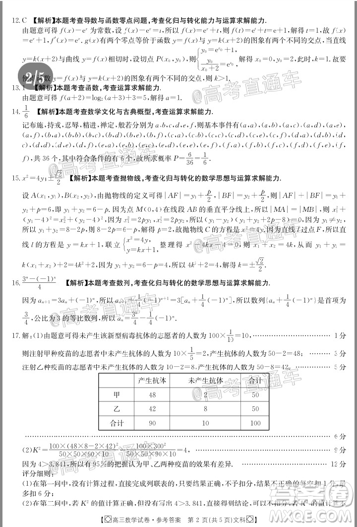 2020年金太陽(yáng)百萬聯(lián)考全國(guó)I卷雙四方形高三文科數(shù)學(xué)試題及答案