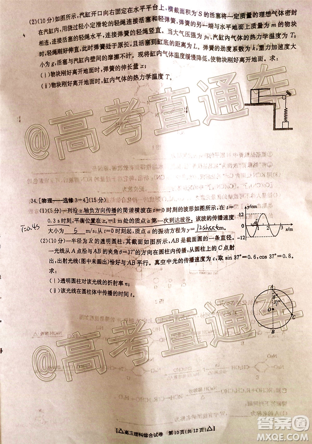 2020年金太陽百萬聯(lián)考全國(guó)II卷三角形高三理科綜合試題及答案