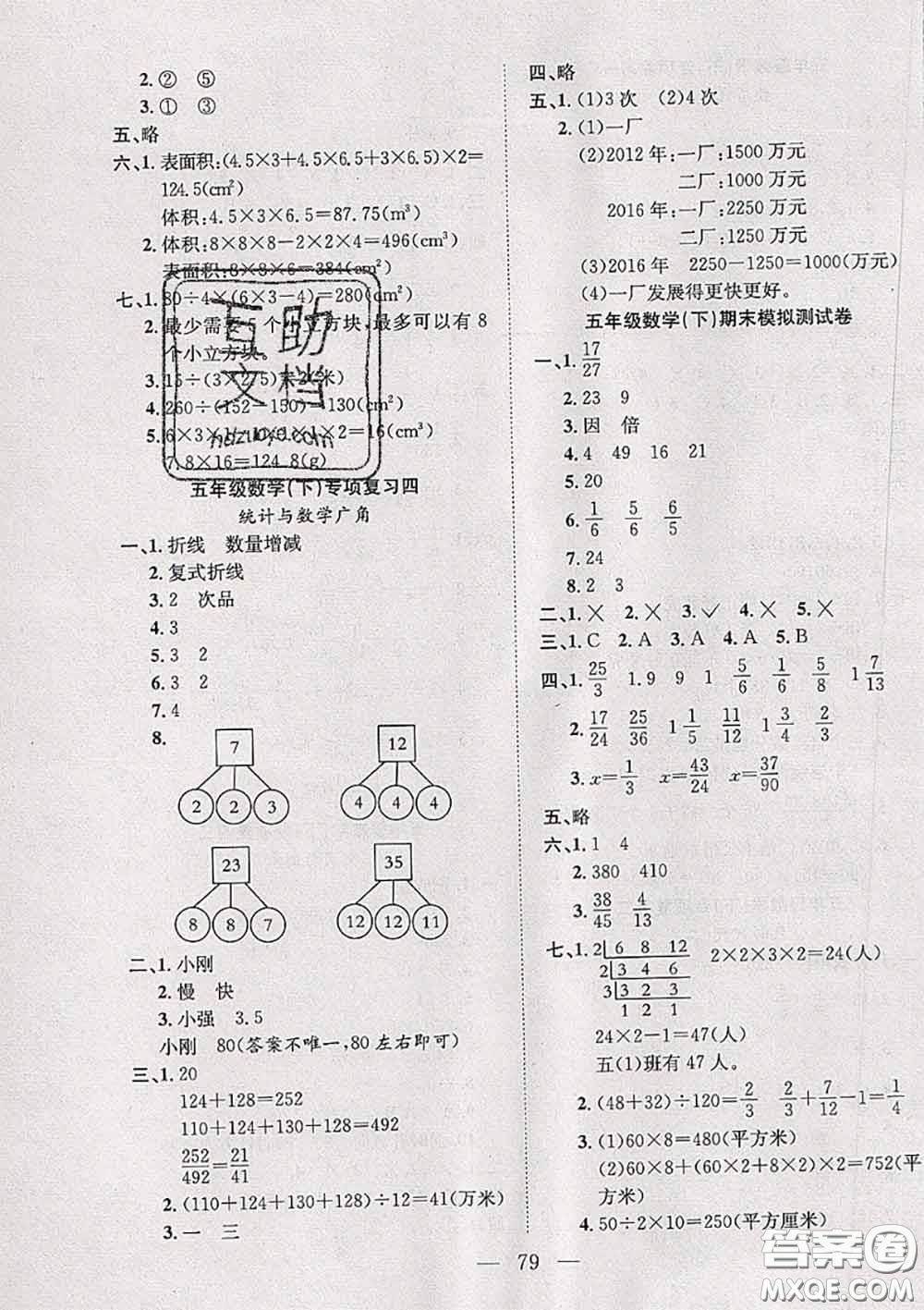 2020新版陽(yáng)光全優(yōu)大考卷五年級(jí)數(shù)學(xué)下冊(cè)人教版答案