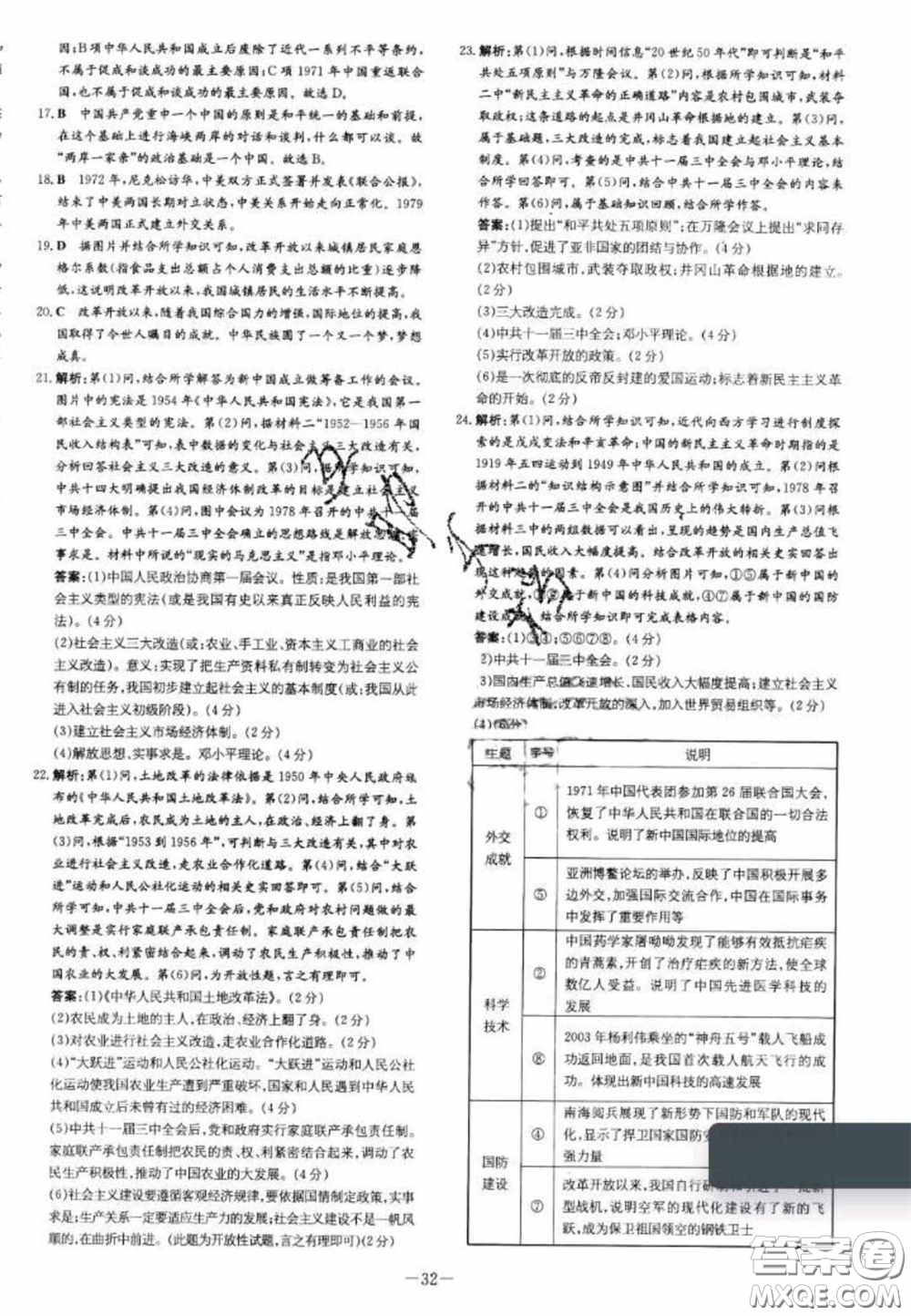 2020初中同步學(xué)習(xí)導(dǎo)與練導(dǎo)學(xué)探究案八年級(jí)歷史下冊(cè)人教版答案