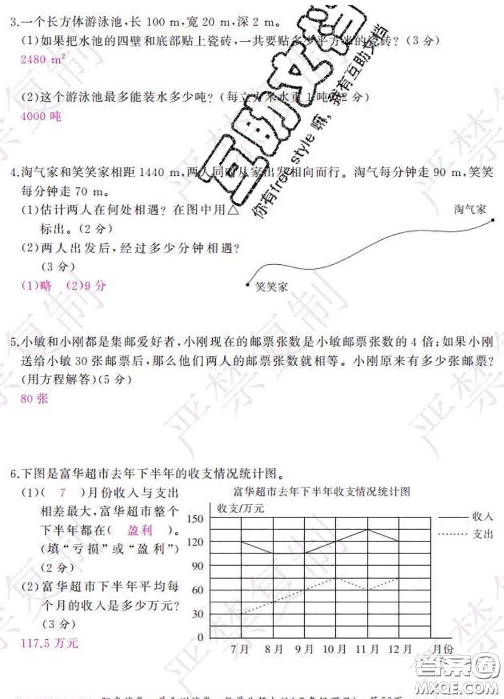 2020春陽(yáng)光試卷單元測(cè)試卷五年級(jí)數(shù)學(xué)下冊(cè)北師版答案