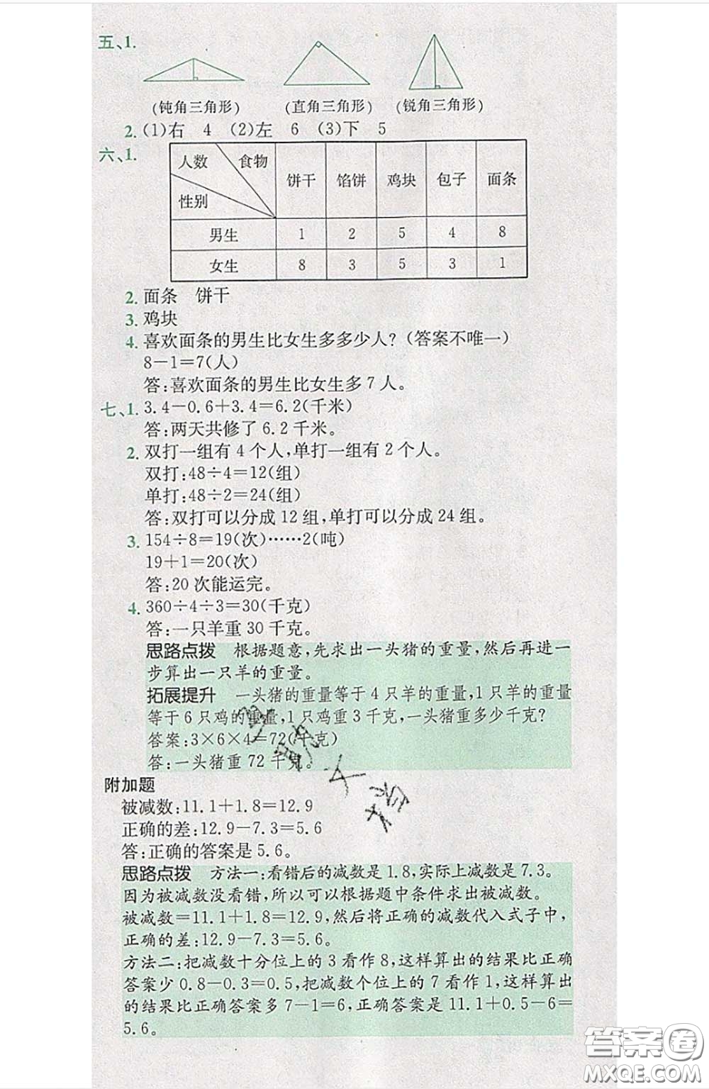 江西高校出版社2020春小卷霸四年級數(shù)學下冊人教版答案