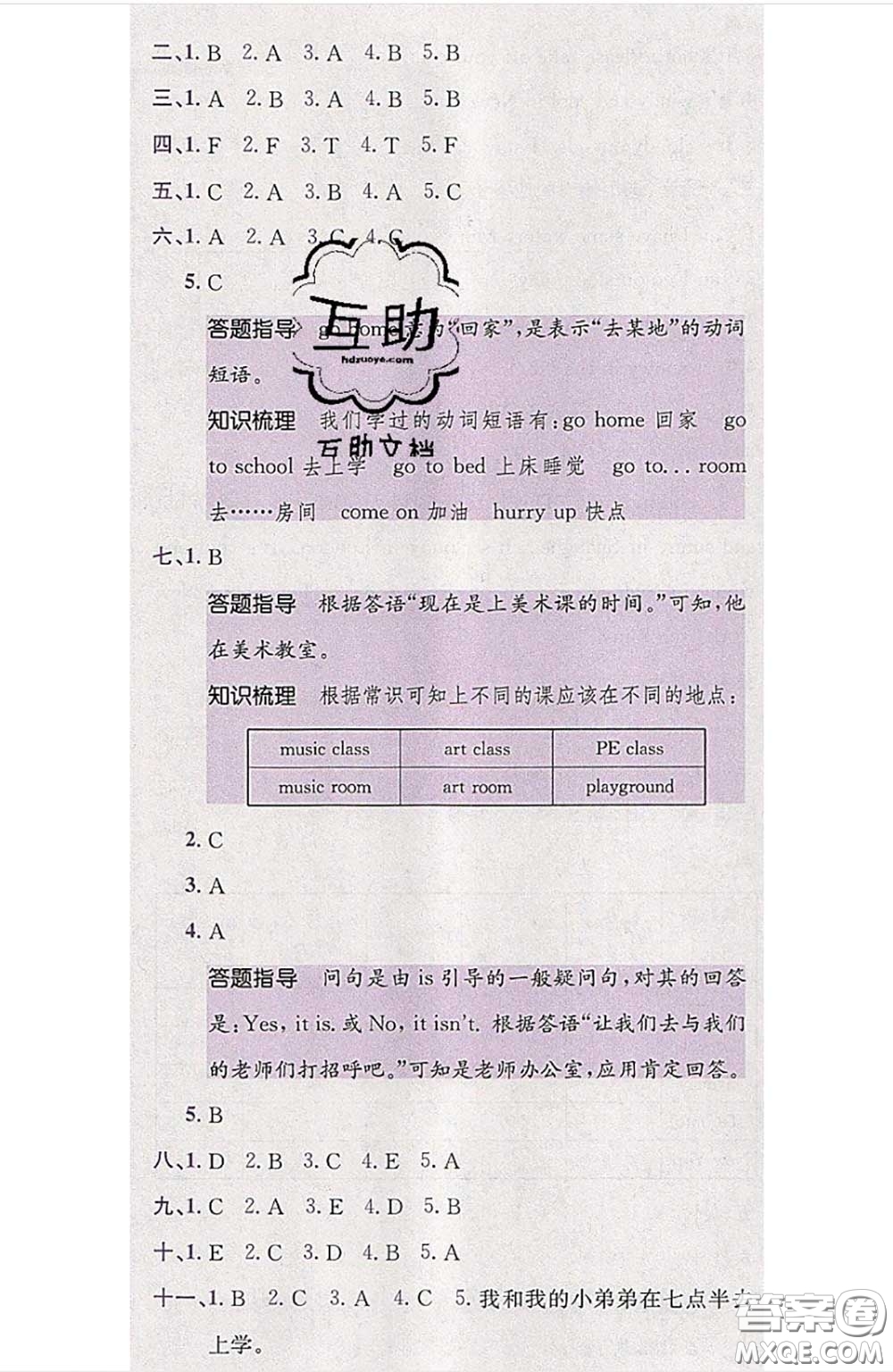 江西高校出版社2020春小卷霸四年級英語下冊人教版答案